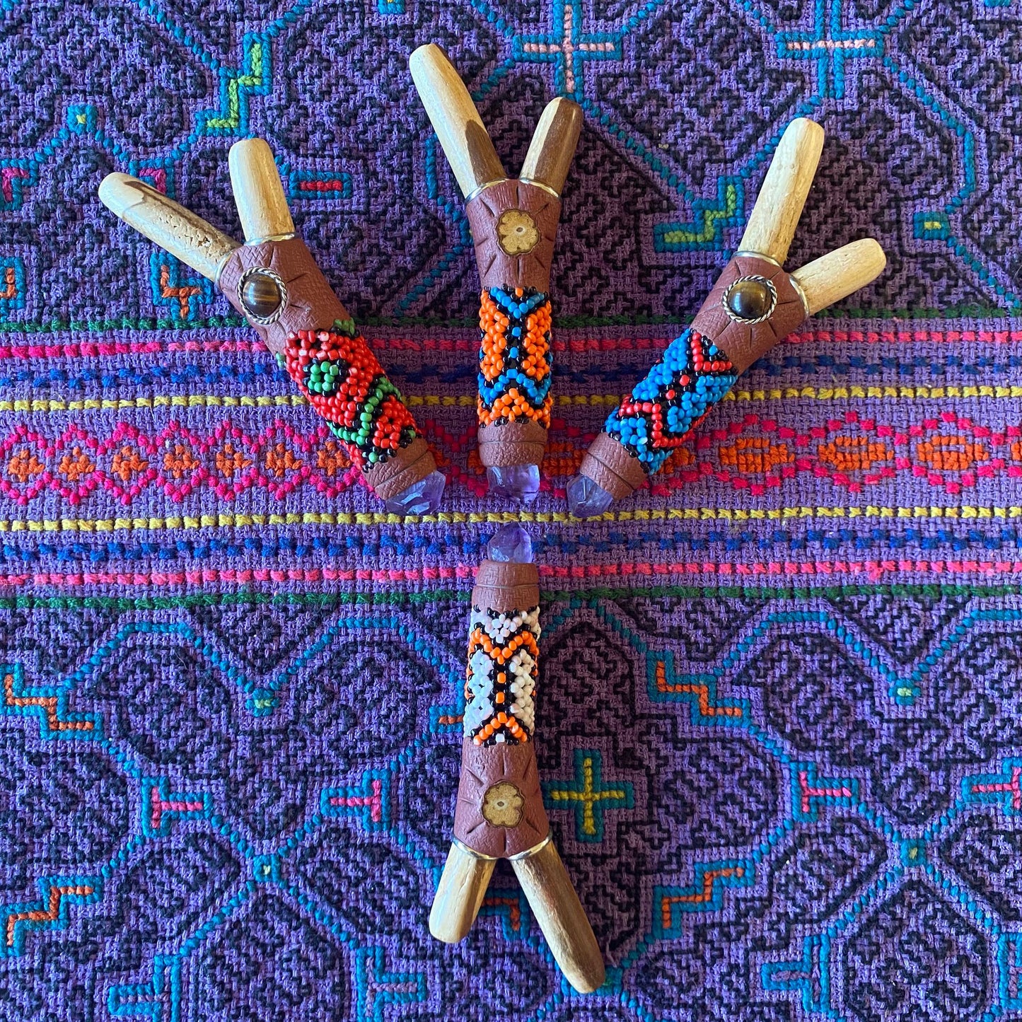 Crystal Beaded Kuripe - Palo Santo